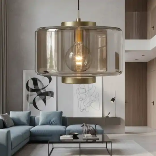 Lampadario moderno per soggiorno vetro bronzo Ordina Subito