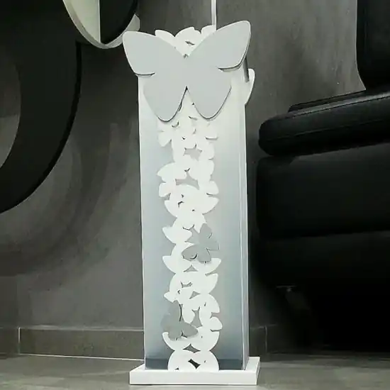 Portaombrelli moderno farfalle legno bianco grigio Offerta Del Giorno