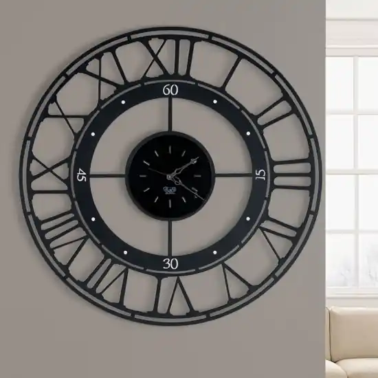 Occasione Grande orologio da parete nero numeri romani rotondo