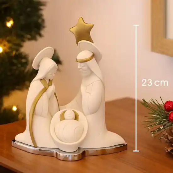 Presepe di natale h23 bongelli preziosi statuina bianco oro natività Offerta Speciale