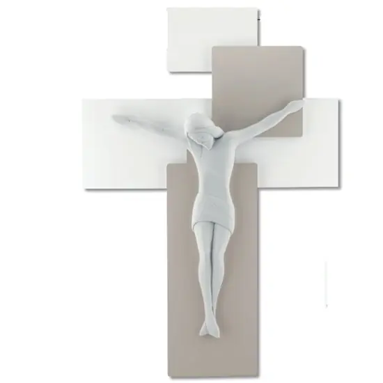 Ultimissimo Modello Crocifisso 30x42 moderno da parete nocciola bianco bongelli preziosi