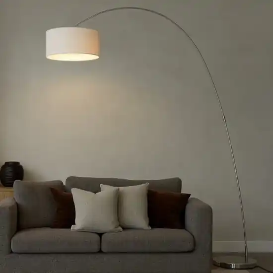 Lampada ad arco moderna stelo grigio nichel Reso Gratuito