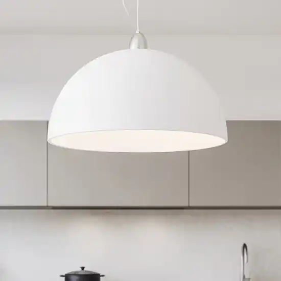 Consegna Rapida Lampadario 50cm per cucina moderna cupola di vetro bianco