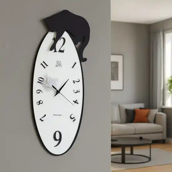 Saldi Grande orologio da parete nero ovale quadrante vetro