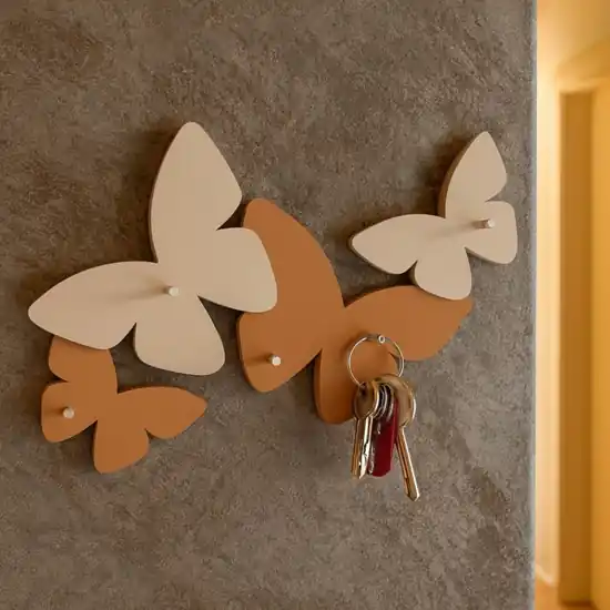 Nuova Collezione Appendichiavi da parete magnetico farfalle colore abbronzato moderno