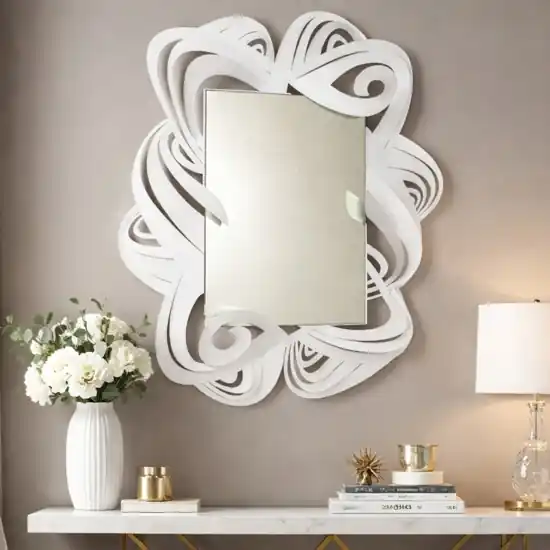 Sconto Specchio da parete design moderno in metallo bianco