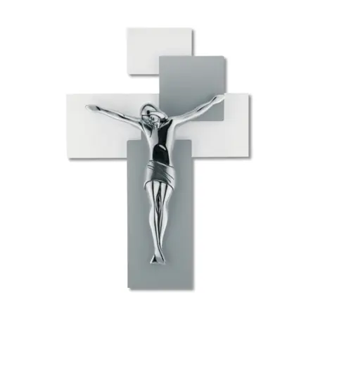 Bongelli preziosi crocifisso da parete 60x40 moderno argentato grigio Ultime Pezzi
