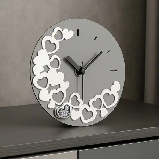 Occasione Orologio da comodino moderno cuori grigio fp