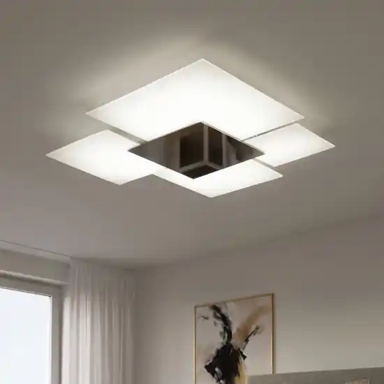 Sconto Plafoniera moderna da cucina 46cm vetri bianchi cromo toplight shadow
