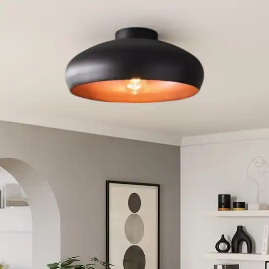 Promozione Esclusiva Plafoniera cupola nero marrone per cucina mogano eglo
