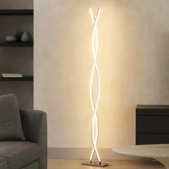 Eglo lasana lampada da terra intrecciata led 36w 3000k design moderna cromo Promo Stagionale