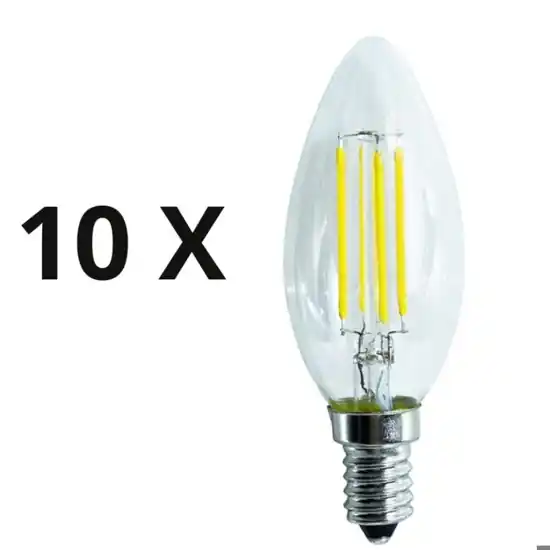 Confezione n10 lampadine e14 led 4w 3000k 470lm oliva trasparente ideal lux Ultima Occasione