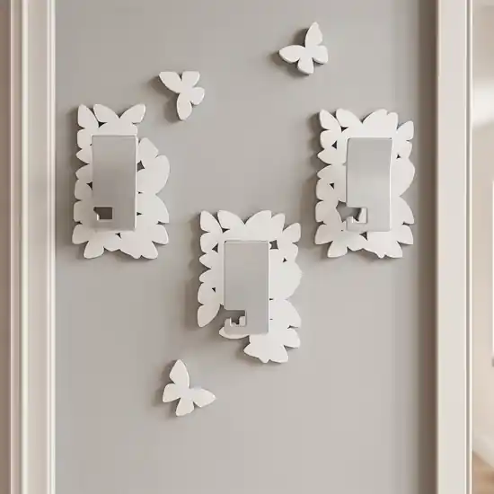 Appendiabiti ganci a parete farfalle legno bianco-grigio Must-Have