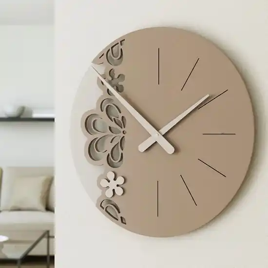 A Buon Prezzo Orologio rotondo da parete design moderno legno caffelatte