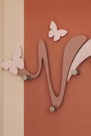 Affare Appendiabiti da parete per cameretta farfalle legno colore rosa nuvola