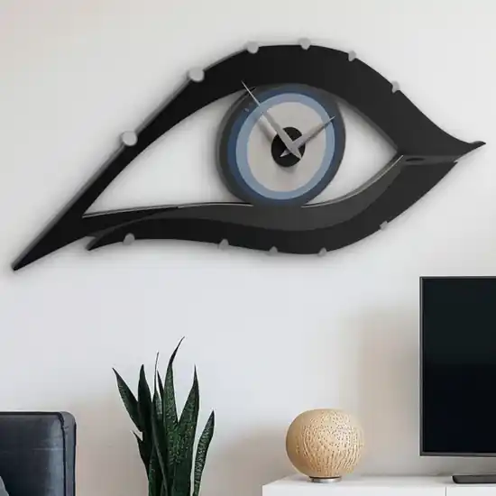 Orologio da parete moderno legno azzurro polvere Economico
