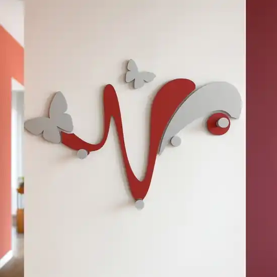 Appendiabiti da parete butterfly legno rosso rubino grigio Compra Adesso