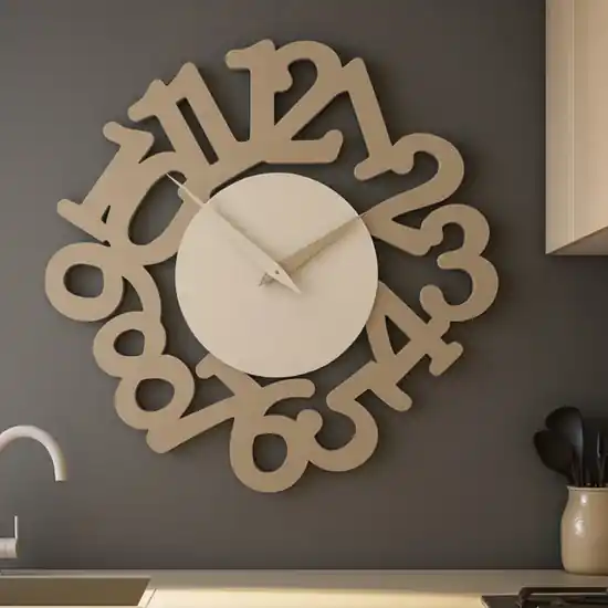 A Buon Prezzo Orologio moderno da parete legno colore nocciola