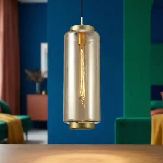 Lampada a sospensione in vetro trasparente bronzo design Sconto