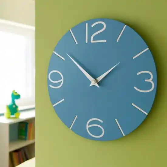 Ultime Pezzi Orologio moderno da parete blu luce per cameretta