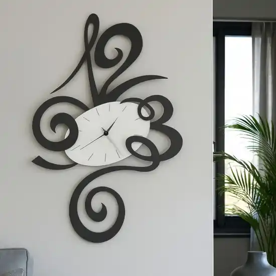 Orologio da parete nero moderno design ovale Promozione Esclusiva