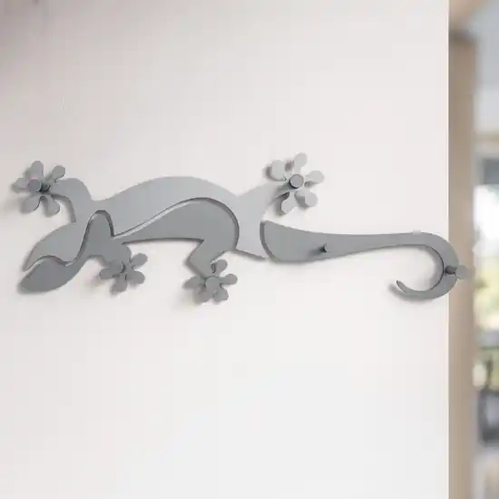 Promozione Esclusiva Appendiabiti geko in legno da parete colore bianco grigio