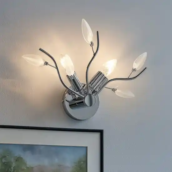 Applique affralux cromo lucido trasparenti cristalli petali Prezzo Conveniente
