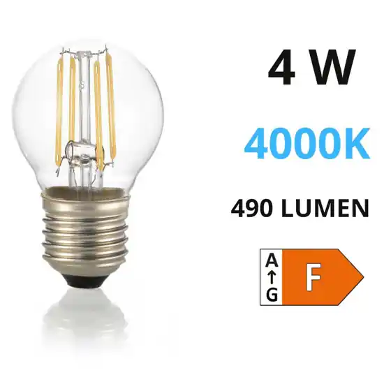 Miglior Prezzo Lampadina led e27 4w 4000k 490lm sfera trasparente vetro ideal lux