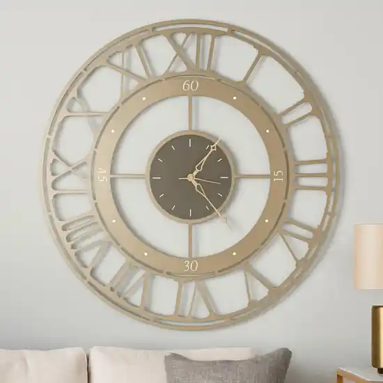 Orologio da parete 70cm numeri romani bronzo rotondo Ordina Subito