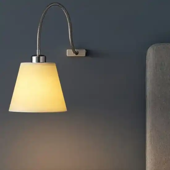 Applique comodino per camera da letto pergamena beige braccio flessibile cromato Subito Disponibile