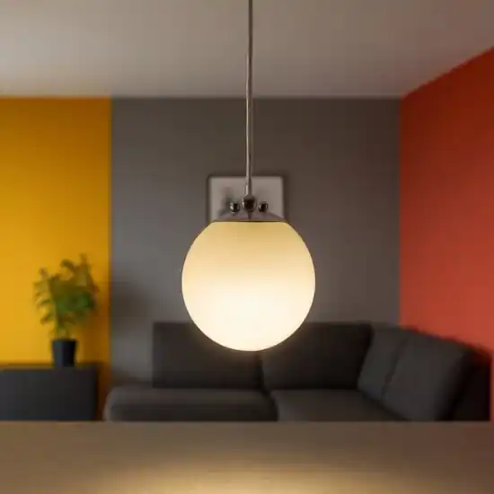 Lampada a sospensione 15cm sfera boccia vetro bianco lucido Prezzo Di Fabbrica