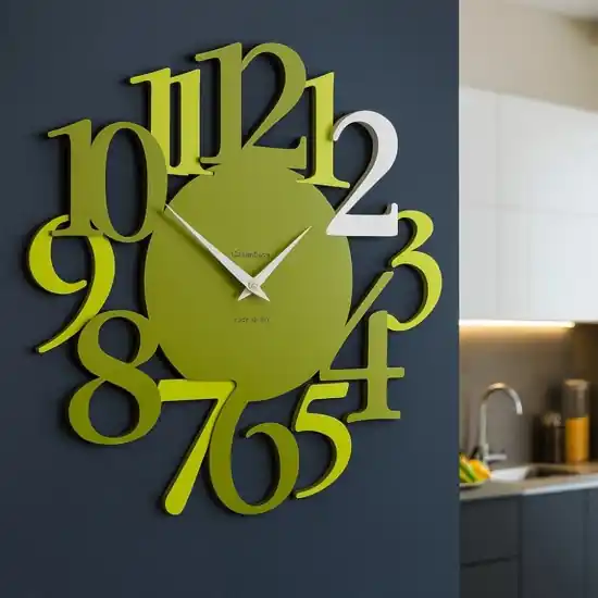 Economico Orologio particolare da parete legno colore verde oliva