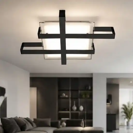Plafoniera design moderna small nero top light cross rettangolare Compra Online
