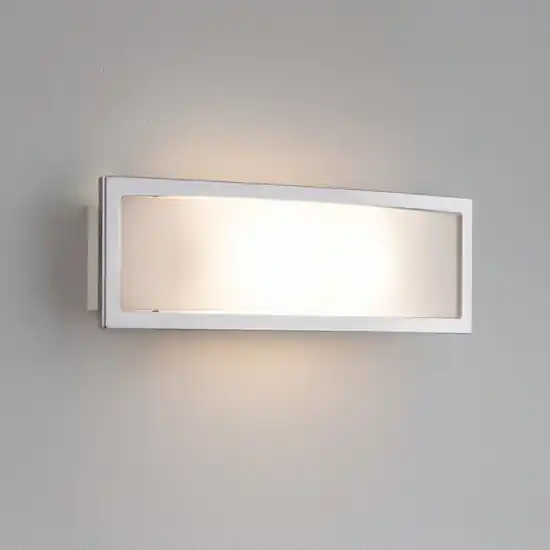 Applique moderna in vetro bianco lucido cornice metallo cromato Di Tendenza