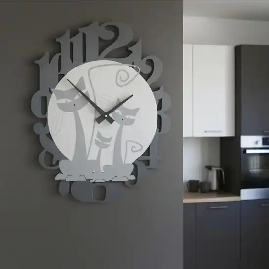 Promozione Gatti orologio moderno da parete legno alluminio