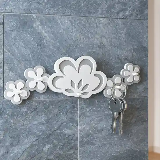 Economico Appendichiavi da parete particolare magnetico moderno legno colore bianco grigio