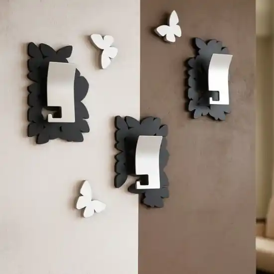 Appendiabiti da parete da farfalle legno nero e Prezzo Basso