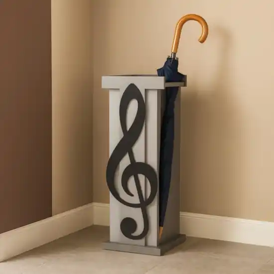 Sconto Portaombrelli moderno musicale chiave di violino legno nero grigio