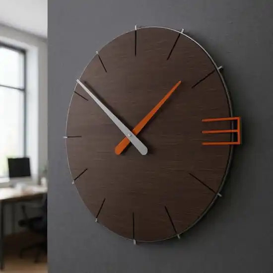 Orologio da parete moderno legno rovere wenge per ufficio Quantità Limitata