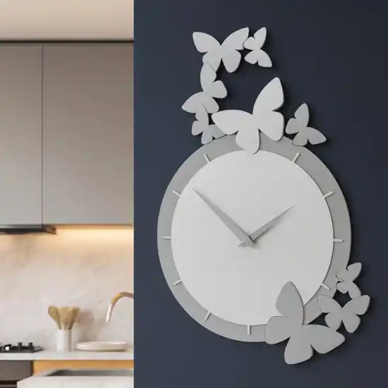 Super Prezzo Butterfly orologio da parete moderno legno bianco-grigio