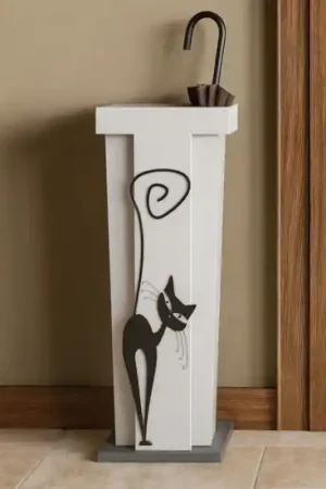 A Buon Prezzo Portaombrelli moderno gatto nero legno