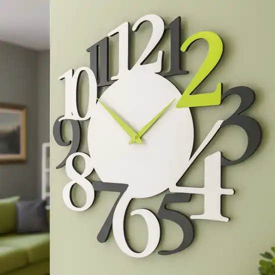 Prezzo Basso Orologio moderno numeri da parete legno verde mela grigio