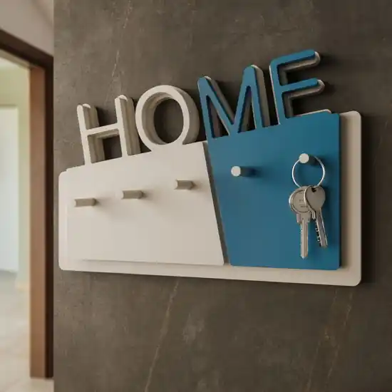 Appendichiavi da parete magnetico design moderno legno bianco blu luce Occasione Imperdibile