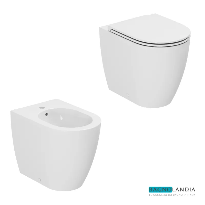 Subito Disponibile AZZURRA Comoda Vaso a terra rimless + Bidet + Copriwater SoftClose