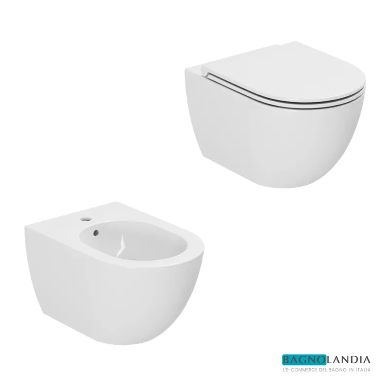 AZZURRA Comoda Vaso sospeso rimless + Bidet + Copriwater SoftClose Subito Disponibile