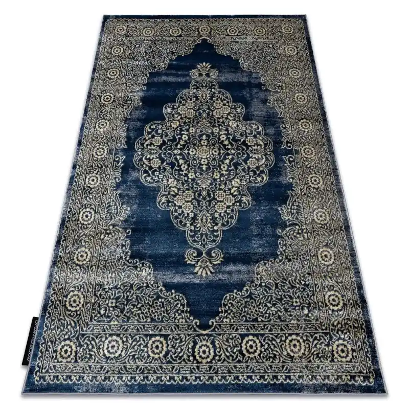 Tappeto DE LUXE moderno 474 Ornamento - Structural blu scuro / oro Compra Adesso