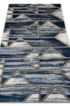 Tappeto DE LUXE moderno 462 Geometrico - Structural blu scuro / oro Offerta Del Giorno