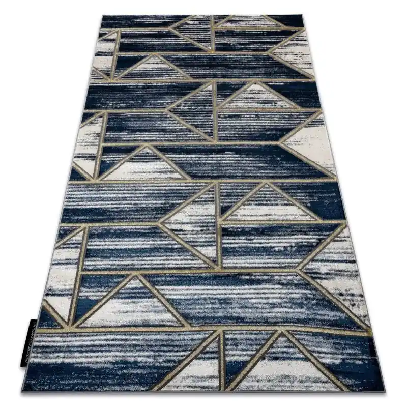 Tappeto DE LUXE moderno 462 Geometrico - Structural blu scuro / oro Offerta Del Giorno