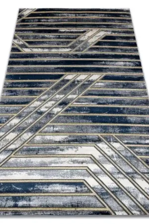 Tappeto DE LUXE moderno 460 Linee - Structural blu scuro / oro Offerta Lampo