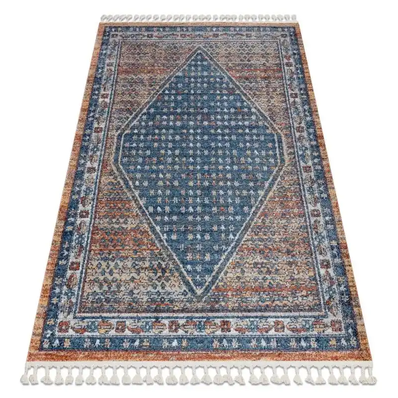 Affare Tappeto moderno BELLE BG58A blu scuro / beige Frange
